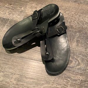 Fantasy Sandals Black Flip Flops Size 38